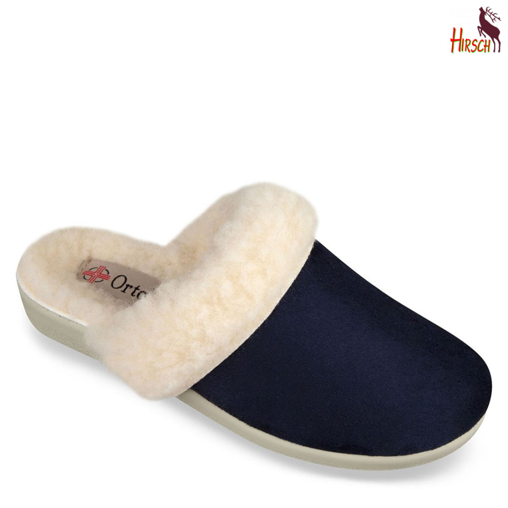 Image of HirschBio sötétkék női gyapjú szobapapucs mamusz 39-41
