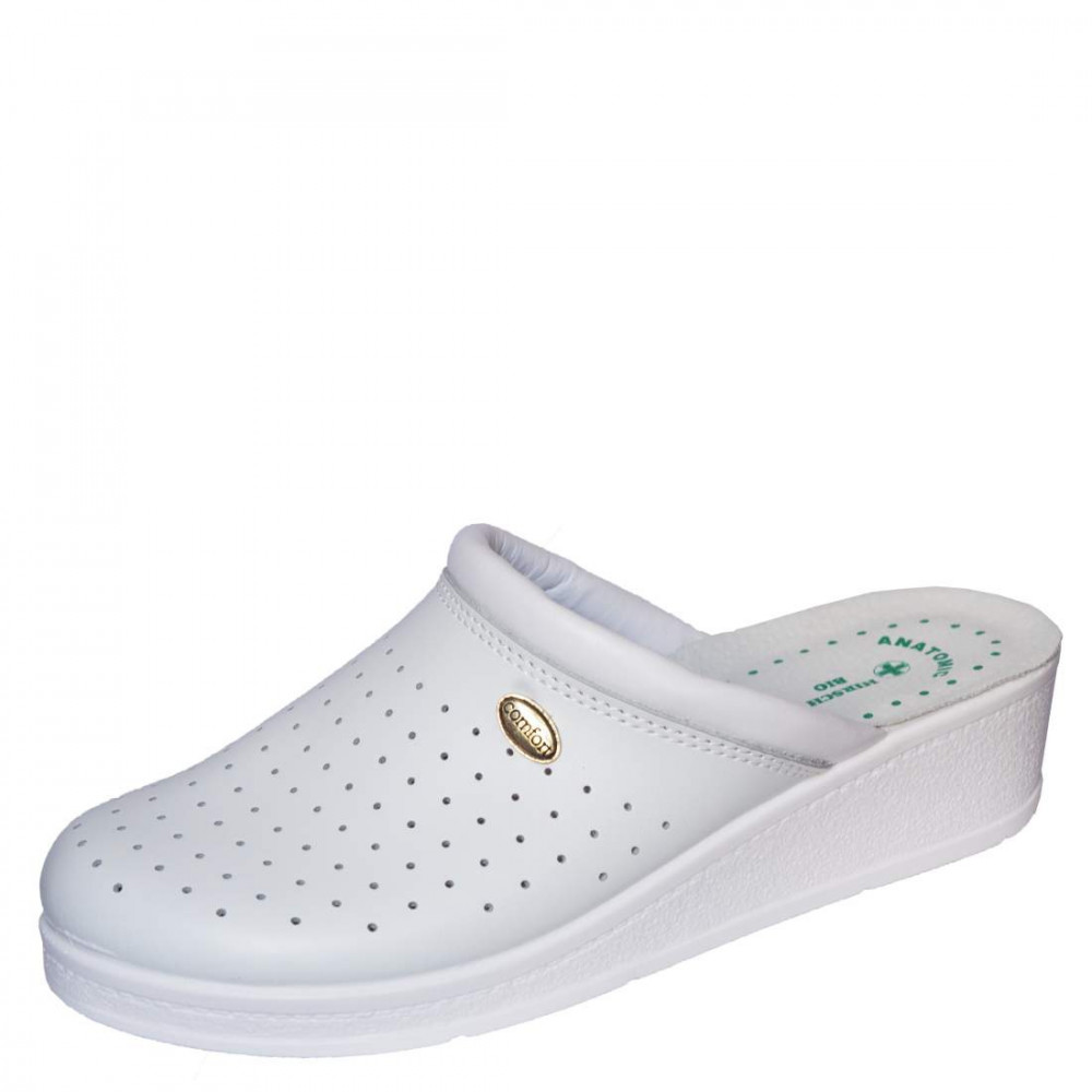 Image of HirschBio női fehér SRA csúszásmentes bőr klumpa 35, 36, 38-42