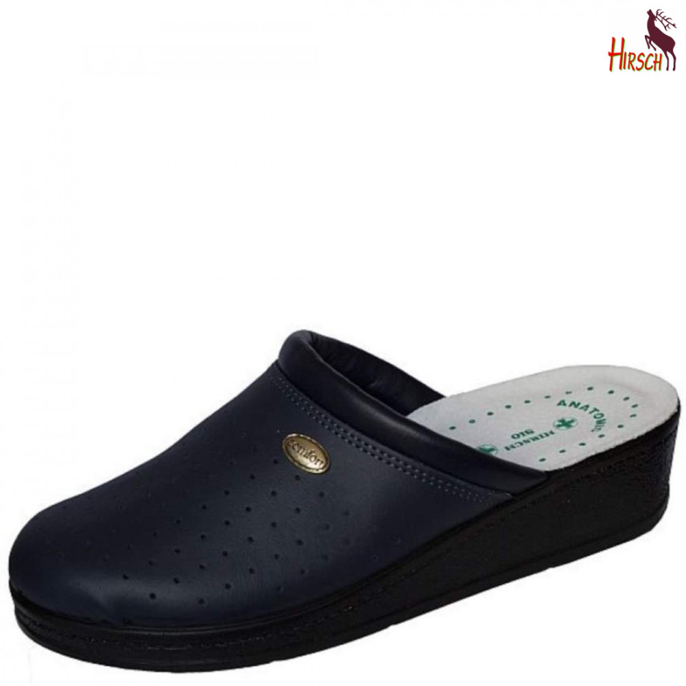 Image of HirschBio női sötétkék SRA csúszásmentes bőr klumpa 35-42