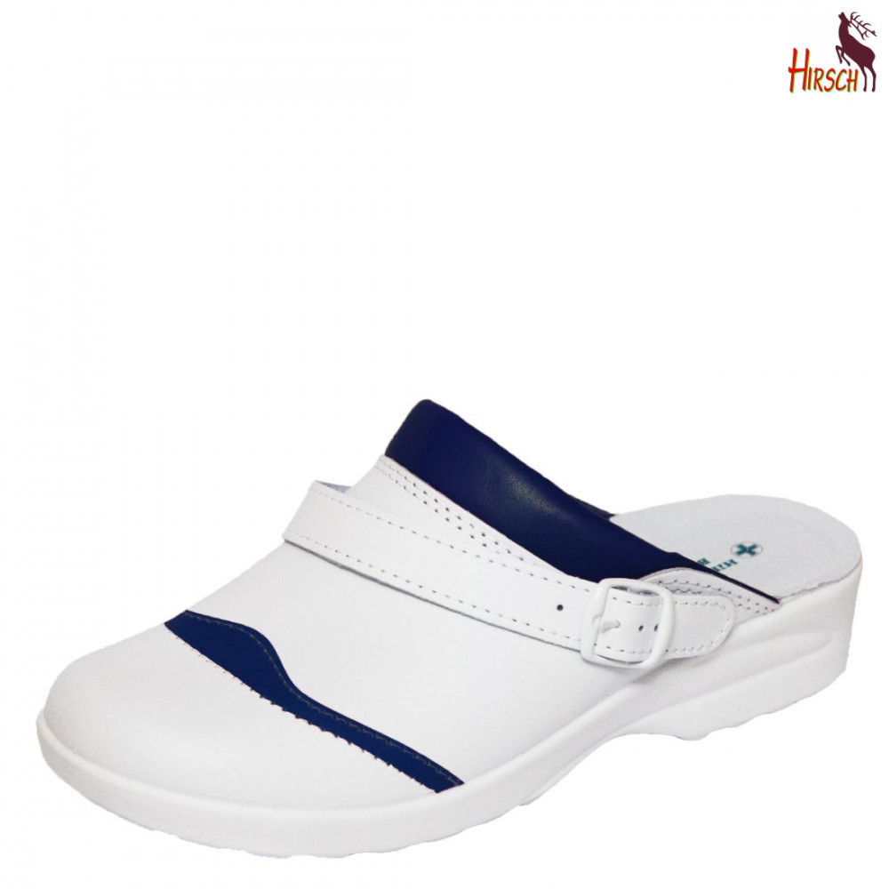 Image of HirschBio női fehér-kék anatómiai csatos bőr klumpa 35-42