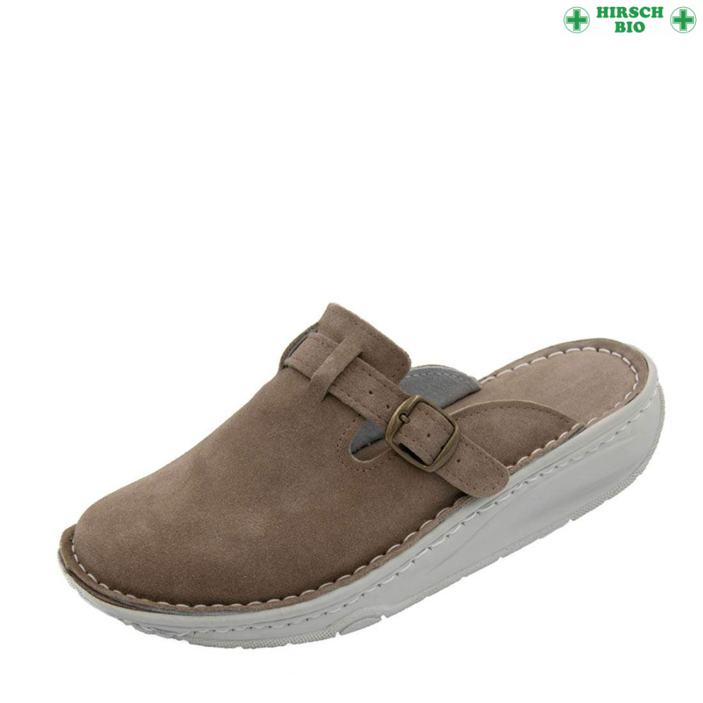 Image of HirschBio női barna velúr bőr gördülő talpú klumpa 35-42