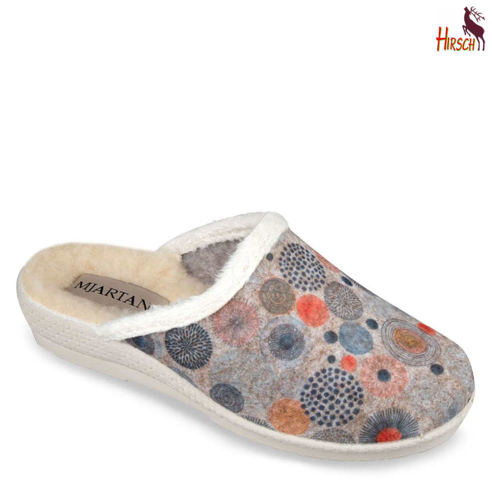 Image of HirschBio szürke színes női gyapjú szobapapucs mamusz 40