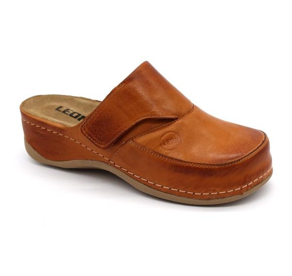 Image of Leon Comfortstep 2019 barna női bőr papucs kivehető talpbetéttel 36-41