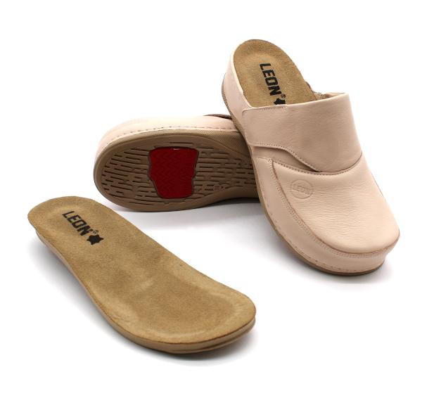 Image of Leon Comfortstep 2019 púder női bőr papucs kivehető talpbetéttel 36-41