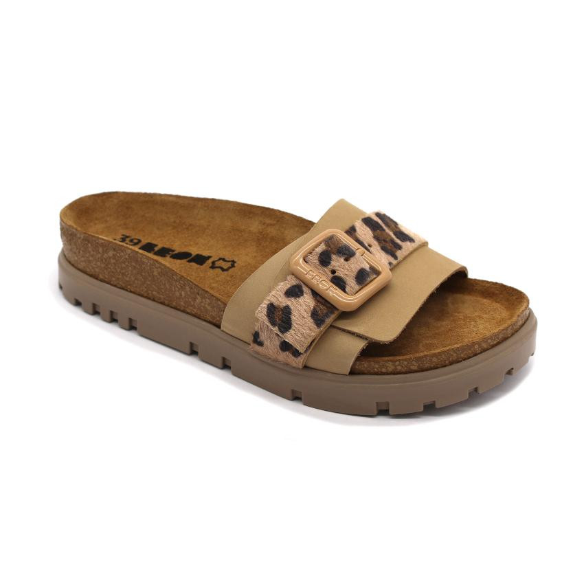 Image of Leon Comfortstep 6022 bézs női bőr papucs 36-41 - anatómiai talppal