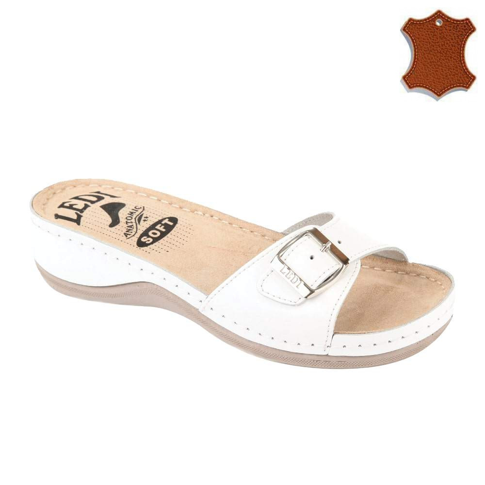 Image of 407-18 fehér női bőr papucs 1csatos 36-41