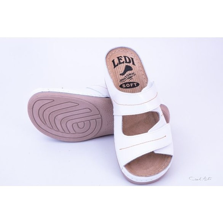 Image of 434-18 fehér női bőr papucs 2 tépőzáras 36-41