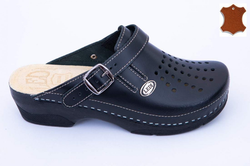 Image of 552/10 fekete női bőr klumpa gumis lábfejjel 36-41