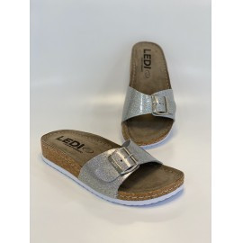 Image of 94/SIL női bőr papucs ezüst 1 csatos 36-41