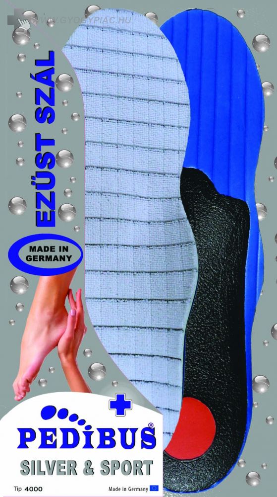 Image of Ezüst (baktériumgátló) talpbetét haránt és lúdtalp emeléssel, tehermentesítő sarokággyal