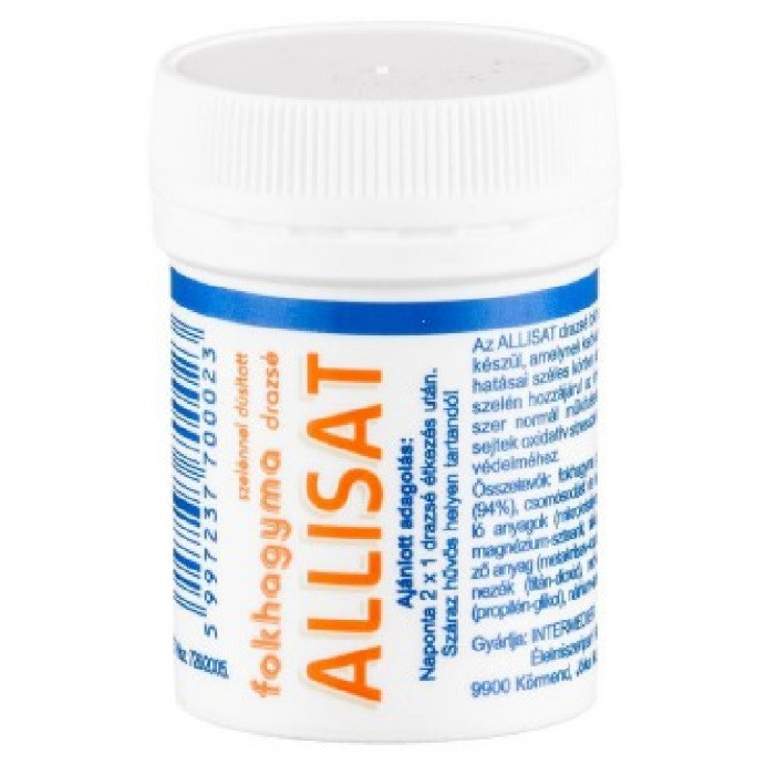 Image of ALLISAT SZELÉNNEL FOKHAGYMA ÉTRENDKIEGÉSZÍTŐ DRAZSÉ 100X